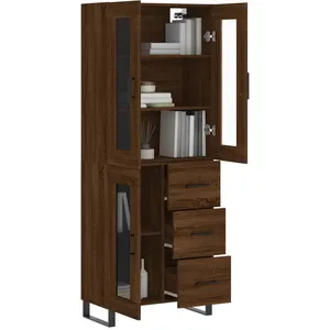 vidaXL Buffet haut Chêne marron 69,5x34x180 cm Bois d'ingénierie pas cher