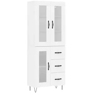 vidaXL Buffet haut Blanc 69,5x34x180 cm Bois d'ingénierie pas cher