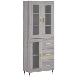vidaXL Buffet haut Sonoma gris 69,5x34x180 cm Bois d'ingénierie pas cher