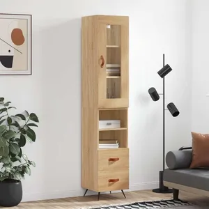vidaXL Buffet haut Chêne sonoma 34,5x34x180 cm Bois d'ingénierie pas cher