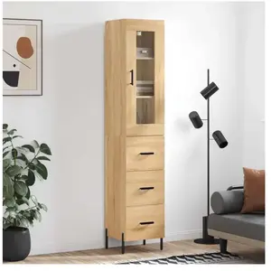 vidaXL Buffet haut Chêne sonoma 34,5x34x180 cm Bois d'ingénierie pas cher
