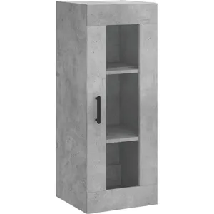 vidaXL Buffet haut Gris béton 34,5x34x180 cm Bois d'ingénierie pas cher