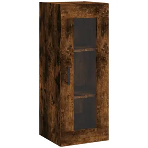 vidaXL Buffet haut Chêne fumé 34,5x34x180 cm Bois d'ingénierie pas cher