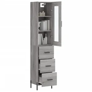 vidaXL Buffet haut Sonoma gris 34,5x34x180 cm Bois d'ingénierie pas cher