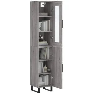 vidaXL Buffet haut Sonoma gris 34,5x34x180 cm Bois d'ingénierie pas cher
