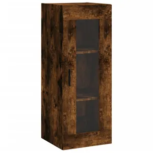 vidaXL Buffet haut Chêne fumé 34,5x34x180 cm Bois d'ingénierie pas cher