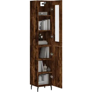 vidaXL Buffet haut Chêne fumé 34,5x34x180 cm Bois d'ingénierie pas cher
