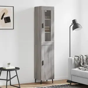 vidaXL Buffet haut Sonoma gris 34,5x34x180 cm Bois d'ingénierie pas cher