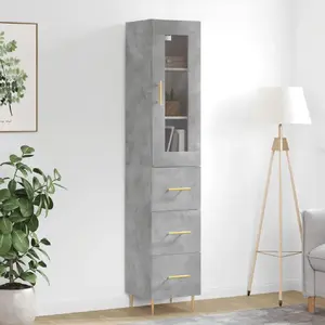 vidaXL Buffet haut Gris béton 34,5x34x180 cm Bois d'ingénierie pas cher