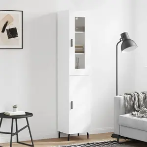 vidaXL Buffet haut Blanc 34,5x34x180 cm Bois d'ingénierie pas cher