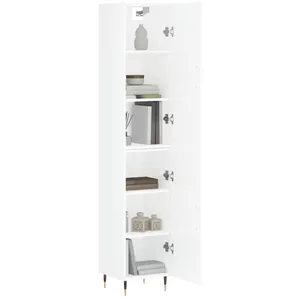 vidaXL Buffet haut Blanc brillant 34,5x34x180 cm Bois d'ingénierie pas cher