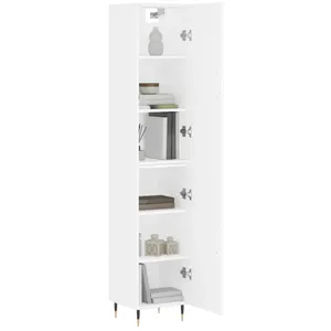 vidaXL Buffet haut Blanc 34,5x34x180 cm Bois d'ingénierie pas cher