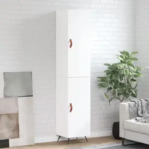 vidaXL Buffet haut Blanc brillant 34,5x34x180 cm Bois d'ingénierie pas cher