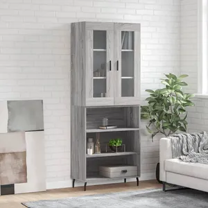 Comparateur de prix : vidaXL Buffet haut Sonoma gris 69,5x34x180 cm Bois d'ingénierie