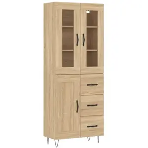 vidaXL Highboard chêne Sonoma 69,5x34x180 cm Matériau dérivé du bois pas cher
