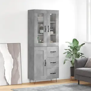 vidaXL Buffet haut Gris béton 69,5x34x180 cm Bois d'ingénierie pas cher