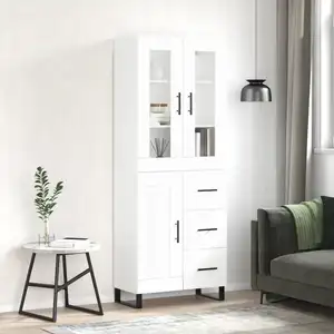 vidaXL vidaXL Buffet haut Blanc 69,5x34x180 cm Bois d'ingénierie pas cher