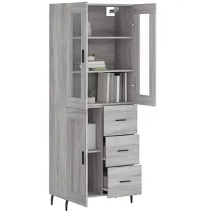 vidaXL Buffet haut Sonoma gris 69,5x34x180 cm Bois d'ingénierie pas cher