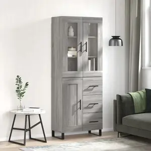 vidaXL Vidaxl Buffet Haut Sonoma Gris 69,5x34x180 Cm Bois D'ingénierie pas cher