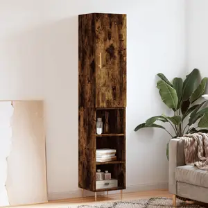 vidaXL Buffet haut Chêne fumé 34,5x34x180 cm Bois d'ingénierie pas cher