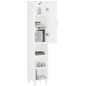 vidaXL Buffet haut Blanc 34,5x34x180 cm Bois d'ingénierie pas cher