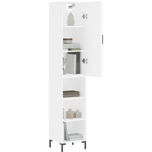 vidaXL Buffet haut Blanc 34,5x34x180 cm Bois d'ingénierie pas cher
