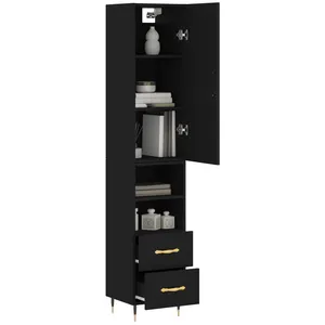 vidaXL Buffet haut Noir 34,5x34x180 cm Bois d'ingénierie pas cher