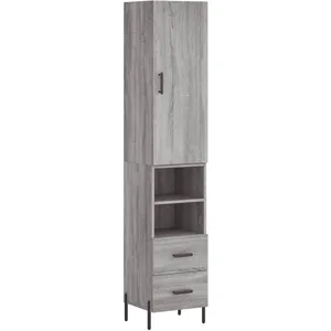 vidaXL Buffet haut Sonoma gris 34,5x34x180 cm Bois d'ingénierie pas cher