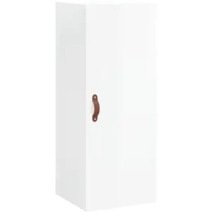 vidaXL Buffet haut Blanc brillant 34,5x34x180 cm Bois d'ingénierie pas cher