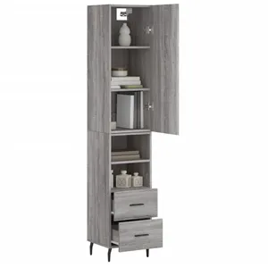 vidaXL Buffet haut Sonoma gris 34,5x34x180 cm Bois d'ingénierie pas cher