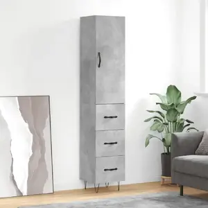 vidaXL Buffet haut Gris béton 34,5x34x180 cm Bois d'ingénierie pas cher