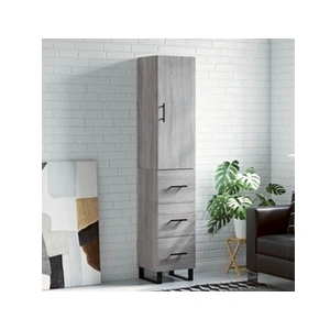 vidaXL Buffet haut Sonoma gris 34,5x34x180 cm Bois d'ingénierie pas cher
