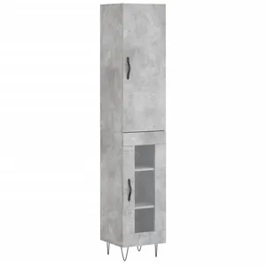 vidaXL Buffet haut Gris béton 34,5x34x180 cm Bois d'ingénierie pas cher