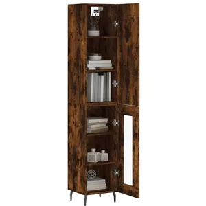 vidaXL Buffet haut Chêne fumé 34,5x34x180 cm Bois d'ingénierie pas cher