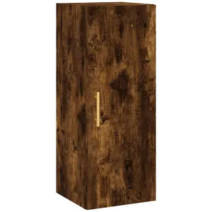 vidaXL Buffet haut Chêne fumé 34,5x34x180 cm Bois d'ingénierie pas cher