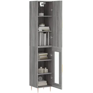 vidaXL Buffet haut Sonoma gris 34,5x34x180 cm Bois d'ingénierie pas cher