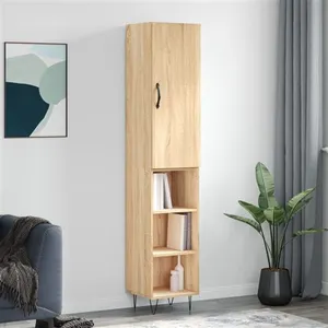 VIDAXL Buffet haut Chêne sonoma 34,5x34x180 cm Bois d'ingénierie pas cher
