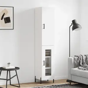 vidaXL Buffet haut Blanc 34,5x34x180 cm Bois d'ingénierie pas cher