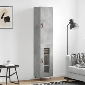 vidaXL Buffet haut Gris béton 34,5x34x180 cm Bois d'ingénierie pas cher