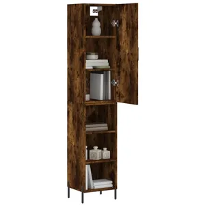 vidaXL Buffet haut Chêne fumé 34,5x34x180 cm Bois d'ingénierie pas cher