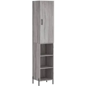 vidaXL Buffet haut Sonoma gris 34,5x34x180 cm Bois d'ingénierie pas cher