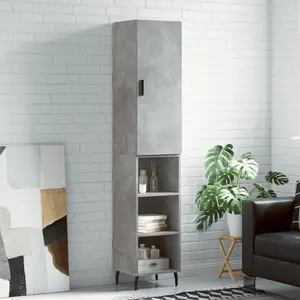 vidaXL Buffet haut Gris béton 34,5x34x180 cm Bois d'ingénierie pas cher