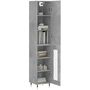 vidaXL Buffet haut Gris béton 34,5x34x180 cm Bois d'ingénierie pas cher