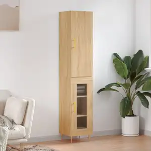 vidaXL Highboard chêne Sonoma 34,5x34x180 cm Matériau dérivé du bois pas cher