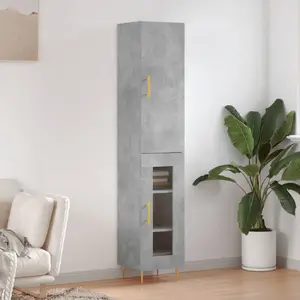 vidaXL Buffet haut Gris béton 34,5x34x180 cm Bois d'ingénierie pas cher