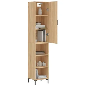 vidaXL Buffet haut Chêne sonoma 34,5x34x180 cm Bois d'ingénierie pas cher