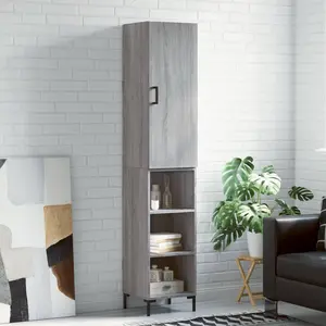 vidaXL Buffet haut Sonoma gris 34,5x34x180 cm Bois d'ingénierie pas cher
