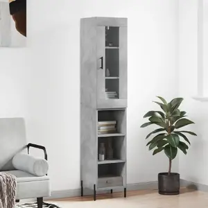 vidaXL Buffet haut Gris béton 34,5x34x180 cm Bois d'ingénierie pas cher