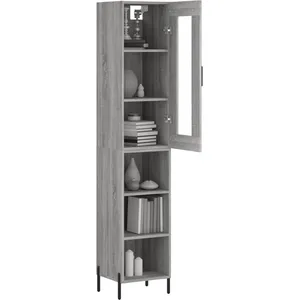 vidaXL Buffet haut Sonoma gris 34,5x34x180 cm Bois d'ingénierie pas cher