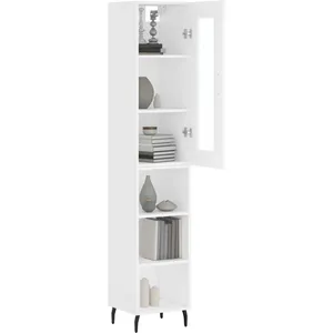 vidaXL Buffet haut Blanc 34,5x34x180 cm Bois d'ingénierie pas cher